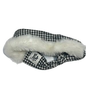 NWOT young & free black & white checkered fur headbands